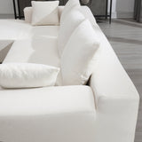 Convertible Modular Sectional Sofa L Shaped Reversible Couch Chenille Sleeper Combination Sofa for Living Room,Cream(No Metal Frame,Foam + Pocket Spring Fill)