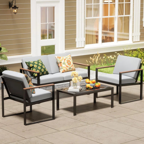 Atara 4 Piece Sofa Seating Group with Cushions