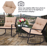 3 Pieces Wicker Outdoor Set with a High-Quality Tempered Glass Coffee Table, Black, Steel, 2