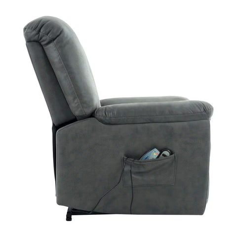Microfiber Power Recliner Chair, Electric Recliner Chairs, Massage Lift Chairs Recliners with Footrest in Gray