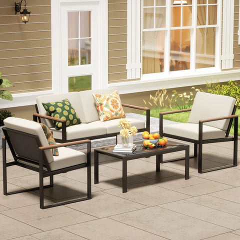Atara 4 Piece Sofa Seating Group with Cushions
