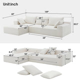 Convertible Modular Sectional Sofa L Shaped Reversible Couch Chenille Sleeper Combination Sofa for Living Room,Cream(No Metal Frame,Foam + Pocket Spring Fill)