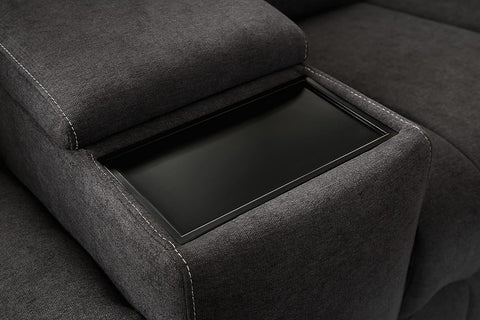 Modern Fabric Power Reclining, Power Headrest, Living Room Set in Charcoal Grey, Cupholder, Theater Couch, 9202 (Sofa+Loveseat+Chair)