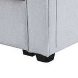 4 Seater Sofa with USB Ports Upholstered Couch with Storage Coffee Table and Cup Holders for Living Room,114.2" Light Gray
