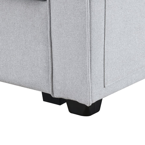 4 Seater Sofa with USB Ports Upholstered Couch with Storage Coffee Table and Cup Holders for Living Room,114.2" Light Gray