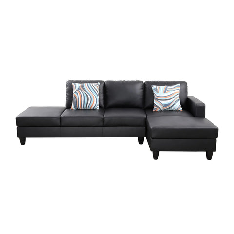 L-Shaped Sectional Couch, Living Room Furniture Suitable for Small Space,Black(No Ottoman)