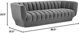 Sofa Entertain Vertical Channel Tufted Performance Velvet Couch in Gray