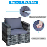 3PCS Rattan Patio Conversation Set Outdoor Furniture Set W/ Table Cushion