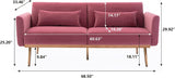 Velvet Futon Bed Couch, Velvet Upholstered Mid Century Sofa Sleeper for Living Room, Sectional Sofa Set Including Metal Legs and Cozy Upholstery Sofa Bed (Pink II)