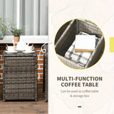 3 Piece Patio Furniture, PE Wicker Storage Table & Chairs, Beige