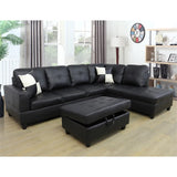 Convertible L-Shaped Sectional Sofa – Black Couch for Small Living Room (Without Ottoman)