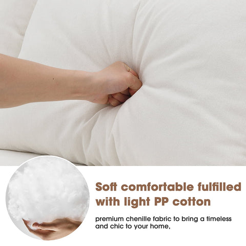 Convertible Modular Sectional Sofa L Shaped Reversible Couch Chenille Sleeper Combination Sofa for Living Room,Cream(No Metal Frame,Foam + Pocket Spring Fill)