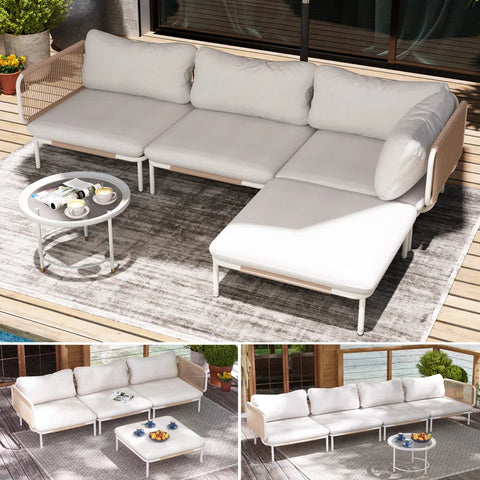 Kaustav 100.4'' Metal Outdoor Patio Sectional (Set of 4)
