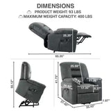 Microfiber Power Recliner Chair, Electric Recliner Chairs, Massage Lift Chairs Recliners with Footrest in Gray