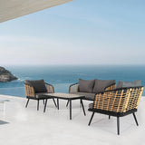 4-Piece Patio Furniture Set – PE Rattan Outdoor Sofa Set with Washable Cushions, Conversation Furniture for Garden, Poolside, Balcony