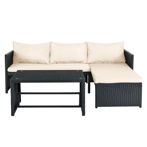 Lotis 3 Piece Rattan Sofa Seating Group with Cushions