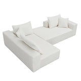 Convertible Modular Sectional Sofa L Shaped Reversible Couch Chenille Sleeper Combination Sofa for Living Room,Cream(No Metal Frame,Foam + Pocket Spring Fill)