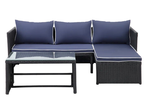 Lotis 3 Piece Rattan Sofa Seating Group with Cushions