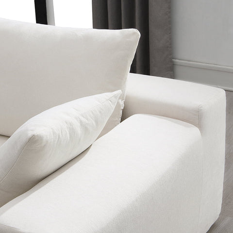 Convertible Modular Sectional Sofa L Shaped Reversible Couch Chenille Sleeper Combination Sofa for Living Room,Cream(No Metal Frame,Foam + Pocket Spring Fill)
