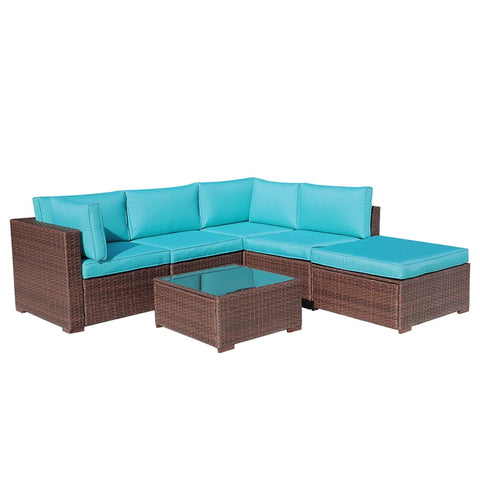 Eudy 6 Piece Rattan Sectional Seating Group with Cushions
