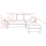 79'' Convertible L-Shaped Sectional Sofa with Ottoman – Linen Fabric Couch with Removable Pillows, Beige