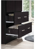 Two-Door Wardrobe with Two Drawers & Hanging Rod – Chocolate Storage Cabinet