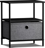 Nightstand 1-Drawer Shelf Storage - Bedside Furniture & End Table Chest Dresser with Steel Frame, Wood Top & Easy Pull Fabric Bins for Home, Bedroom, Closets, Bathroom, Office & College Dorm