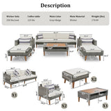 Janiyah 6-Piece Sofa Seating Group with Cushions – Outdoor Patio Furniture Set