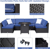 Outdoor Conversation Sets with Fire Pit Table Patio Furnitures Propane Fire Pit Seating,Dark Blue
