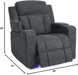 Modern Fabric Power Reclining, Power Headrest, Living Room Set in Charcoal Grey, Cupholder, Theater Couch, 9202 (Sofa+Loveseat+Chair)