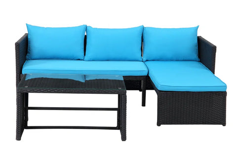 Lotis 3 Piece Rattan Sofa Seating Group with Cushions