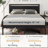 14 Inch Full Size Metal Platform Bed Frame with Wooden Headboard and Footboard, Mattress Foundation, No Box Spring Needed, Large under Bed Storage, Non-Slip without Noise, Black Oak