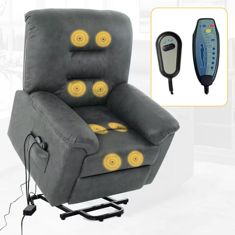Microfiber Power Recliner Chair, Electric Recliner Chairs, Massage Lift Chairs Recliners with Footrest in Gray