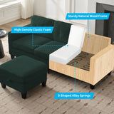 Small L-Shaped Sectional Sofa with Storage Ottomans – Corduroy Couch for Living Room, Green