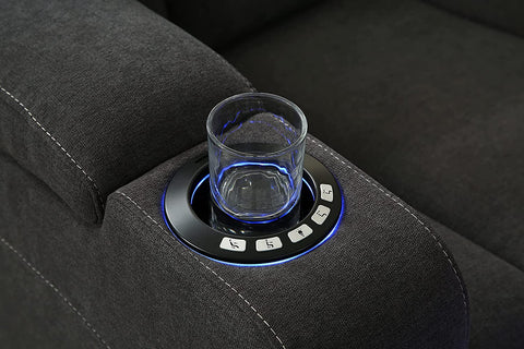 Modern Fabric Power Reclining, Power Headrest, Living Room Set in Charcoal Grey, Cupholder, Theater Couch, 9202 (Sofa+Loveseat+Chair)