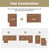 Convertible Modular Sectional Sofa L Shaped Reversible Couch Chenille Sleeper Combination Sofa for Living Room,Cream(No Metal Frame,Foam + Pocket Spring Fill)