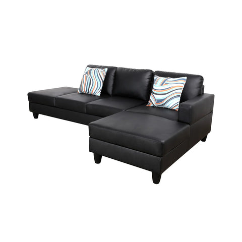 L-Shaped Sectional Couch, Living Room Furniture Suitable for Small Space,Black(No Ottoman)