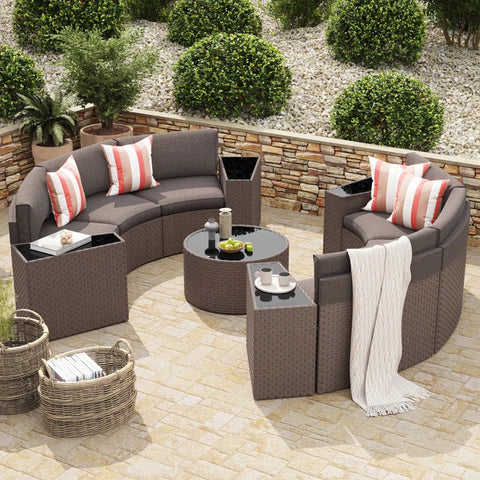 Wicker/Rattan 6 - Person Seating Group with Cushions