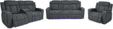 Modern Fabric Power Reclining, Power Headrest, Living Room Set in Charcoal Grey, Cupholder, Theater Couch, 9202 (Sofa+Loveseat+Chair)