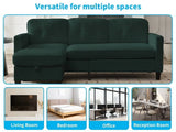 Small L-Shaped Sectional Sofa with Storage Ottomans – Corduroy Couch for Living Room, Green