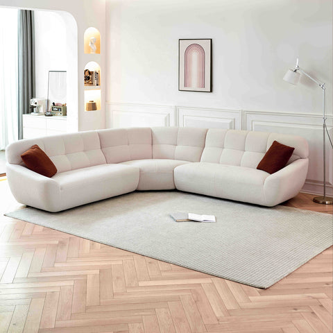 L-Shaped Sectional Sofa Oversied Corner Cloud Couch for Living Room Office Beige
