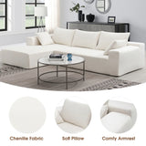 Convertible Modular Sectional Sofa L Shaped Reversible Couch Chenille Sleeper Combination Sofa for Living Room,Cream(No Metal Frame,Foam + Pocket Spring Fill)