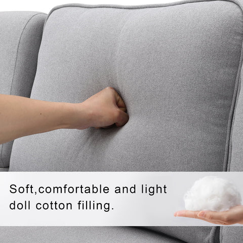 4 Seater Sofa with USB Ports Upholstered Couch with Storage Coffee Table and Cup Holders for Living Room,114.2" Light Gray