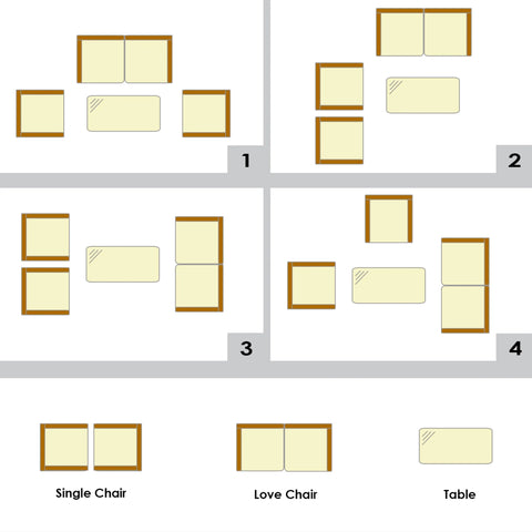 4PCS Patio Rattan Conversation Set Outdoor Furniture Set With Cushion