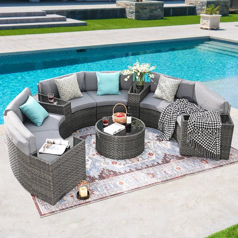Wicker/Rattan 6 - Person Seating Group with Cushions