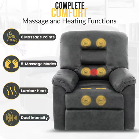 Microfiber Power Recliner Chair, Electric Recliner Chairs, Massage Lift Chairs Recliners with Footrest in Gray