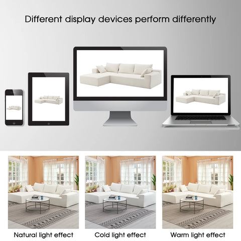 Convertible Modular Sectional Sofa L Shaped Reversible Couch Chenille Sleeper Combination Sofa for Living Room,Cream(No Metal Frame,Foam + Pocket Spring Fill)