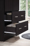 Two-Door Wardrobe with Two Drawers & Hanging Rod – Chocolate Storage Cabinet