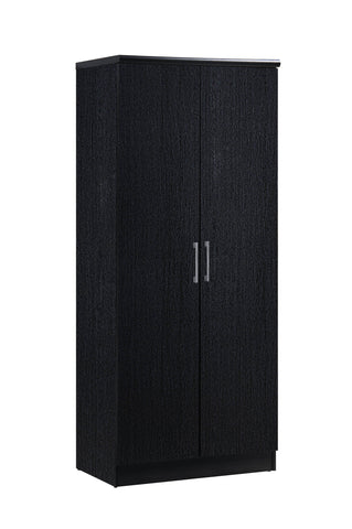 2-Door Wardrobe with 4 Shelves – Black Storage Cabinet for Bedroom or Closet
