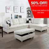 Convertible Sectional Sofa, L Shaped Couch for Small Space Living Room, White(Without Ottoman)